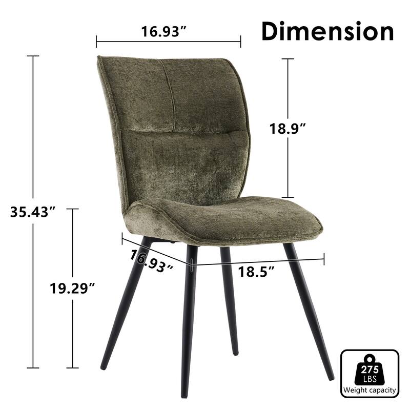 Dining Chairs Set of 2, Armless Kitchen Chairs, Soft Cushion