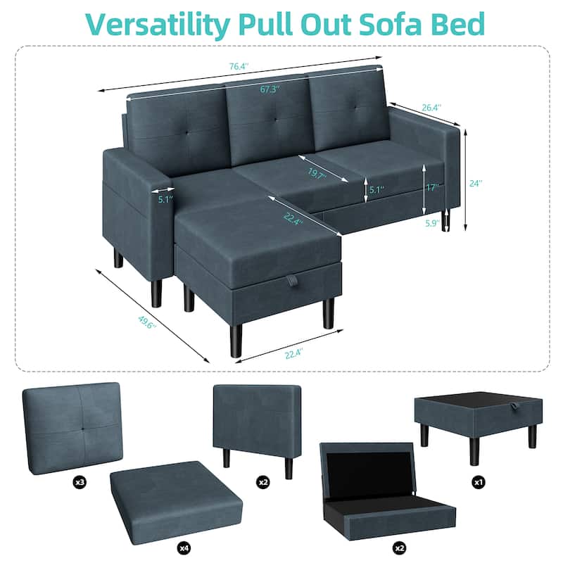 Futzca Convertible Sectional Sofa Couch