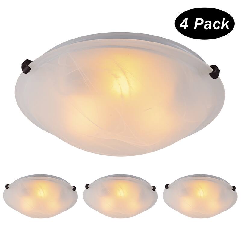 C Cattleya Flush Mount Ceiling Light with Clouded Glass - 4-Pack - Oil-Rubbed-Bronze
