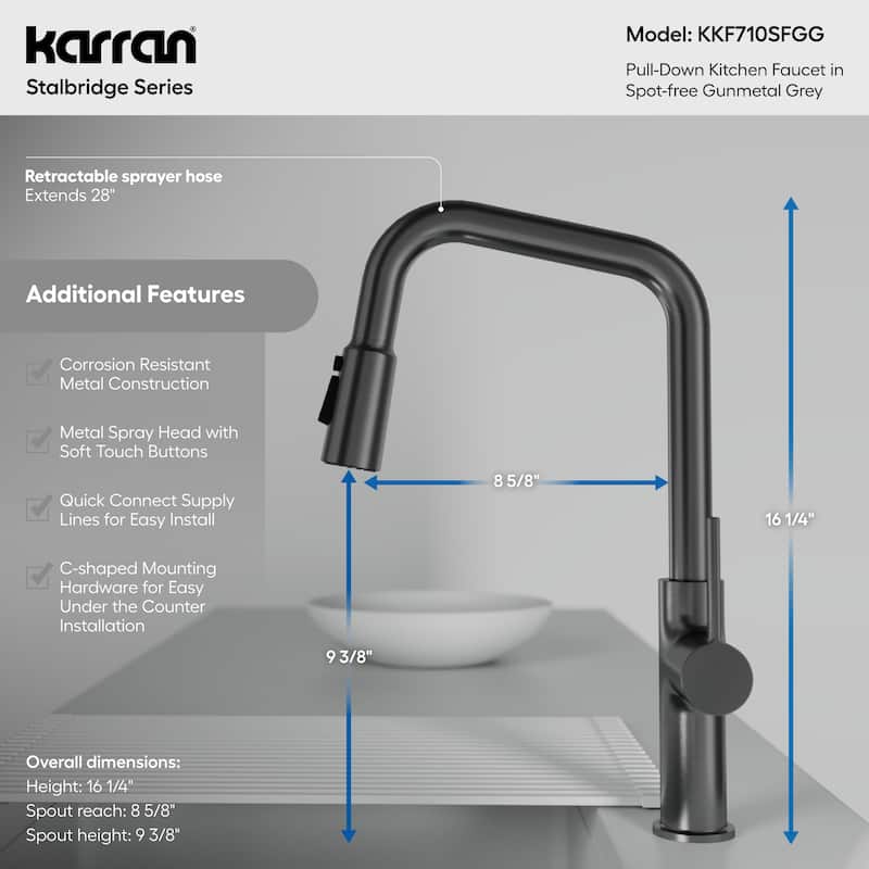 Karran Stalbridge Single Handle Pull-Down Sprayer Kitchen Faucet