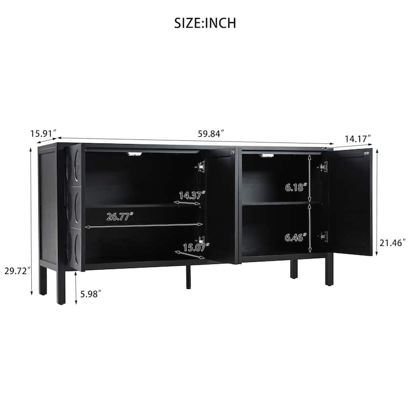 Storage Sideboard Cabiney with Unique Geometric Circle Door Design
