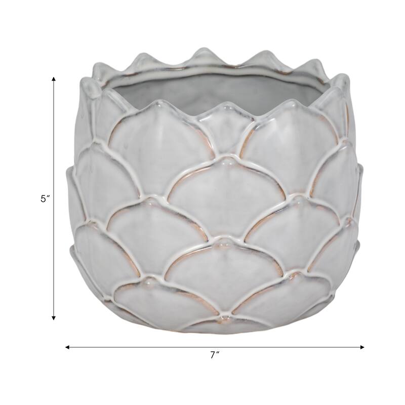 Sagebrook Home 5"H White Artichoke Planter