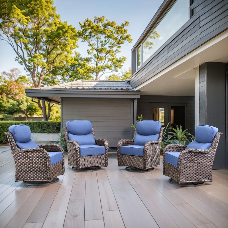 Arcadia Wicker Patio Swivel Glider Chairs with 6-Inch Cushions (4-Pack)