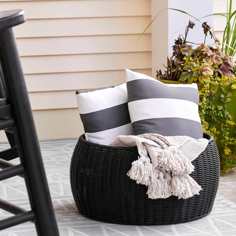 Household Essentials Handwoven Resin Storage Stool Ottoman