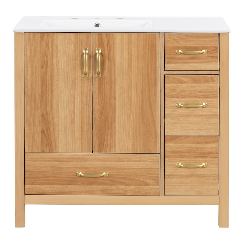 36" Modern Storage Wood Bathroom Vanity with Ceramic Sink by Harper&Bright Designs