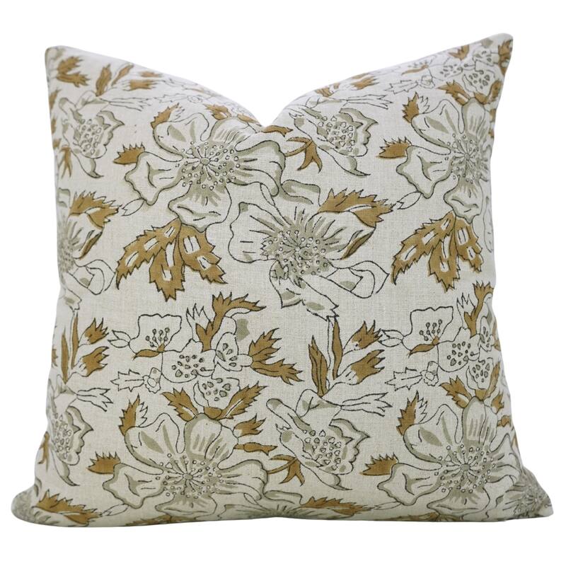 Fabdivine Farmhouse Living Room Pillowcase Floral 14x36 Inch Boho Soft Linen Summer Accent Brown Cushion Cover, Papaya Leaf