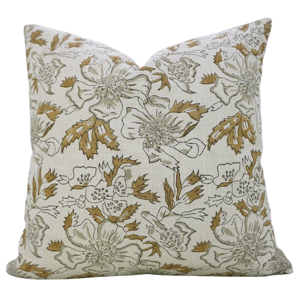 Fabdivine Farmhouse Living Room Pillowcase Floral 14x36 Inch Boho Soft Linen Summer Accent Brown Cushion Cover, Papaya Leaf