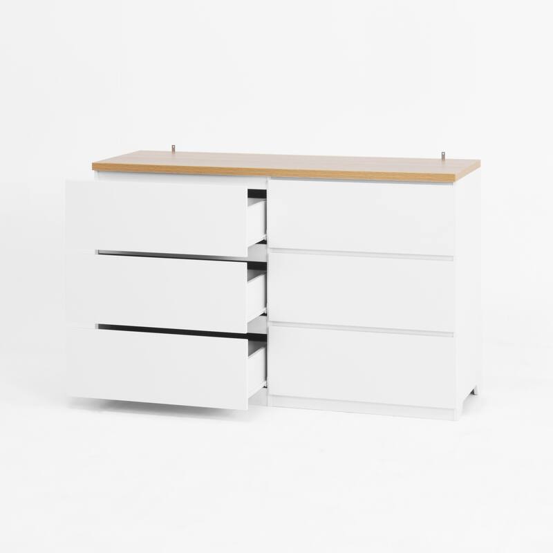 6 Drawer Dresser, Multi-Functional Wooden Storage Cabinet, Clothes Organizer with 6 Drawers for Bedroom, Hallway