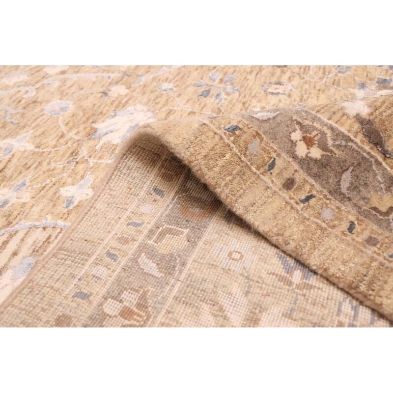 ECARPETGALLERY Hand-knotted Mirzapur Light Brown Viscose, Wool Rug - 9'0 x 11'11