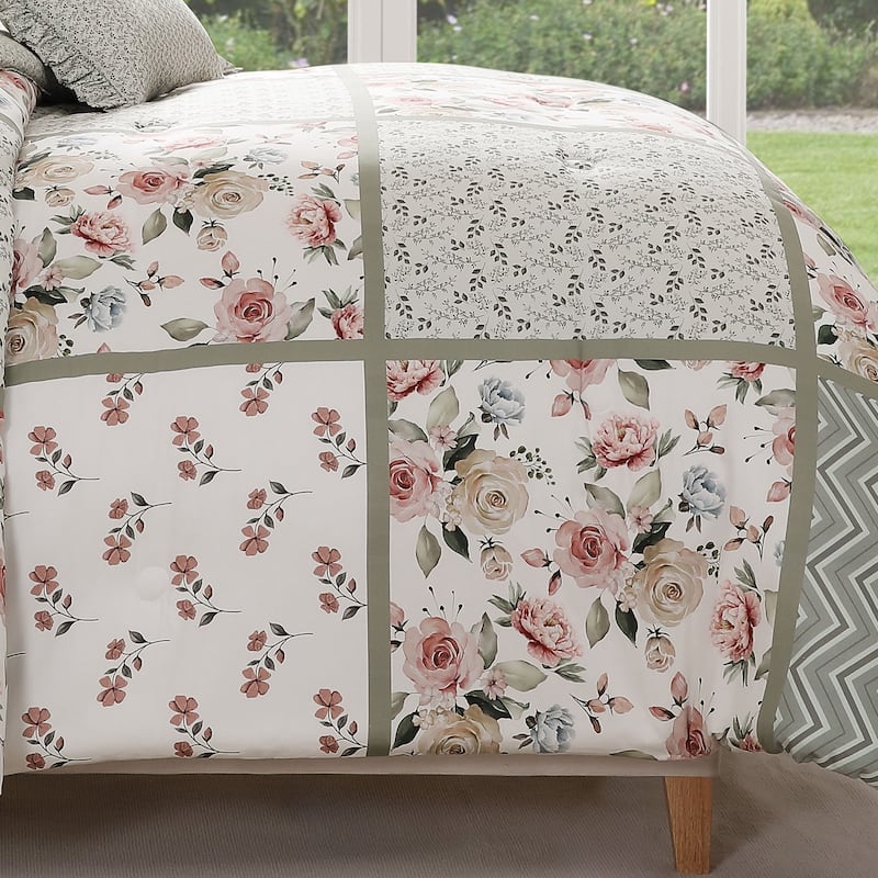 Bebejan Sage Serenity 100% Cotton Sateen5 Piece Reversible Comforter Set