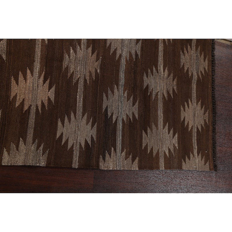 Natural Dye Kilim Oriental Geometric Tribal Wool Area Rug Flat-woven - 4'9" x 6'9"