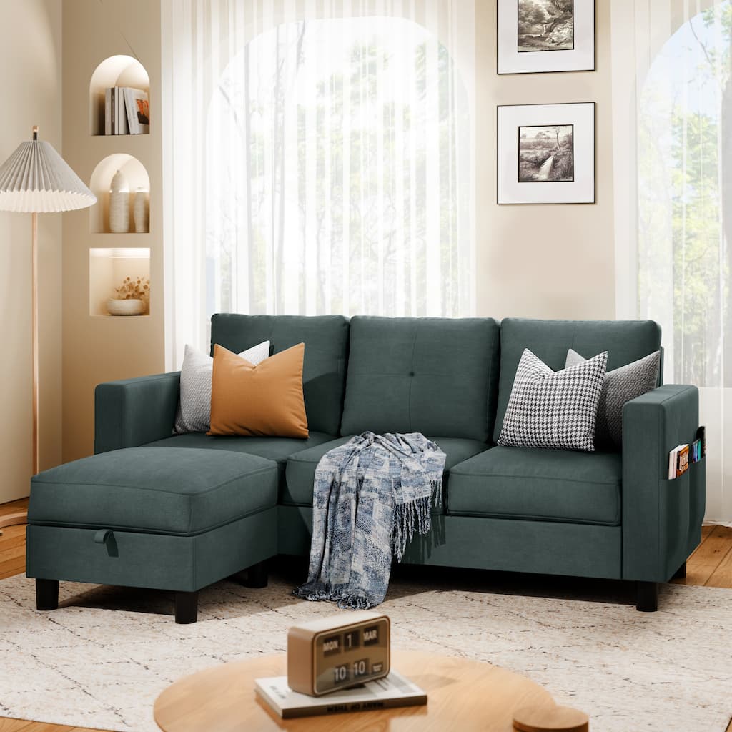 Futzca Modern L-shaped Convertible Sectional Sofa w/ Reversible Chaise