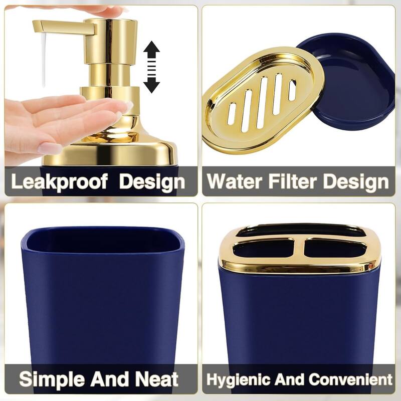 8-piece bathroom set with stainless steel trash can, toilet brush, toothbrush set, soap dispenser