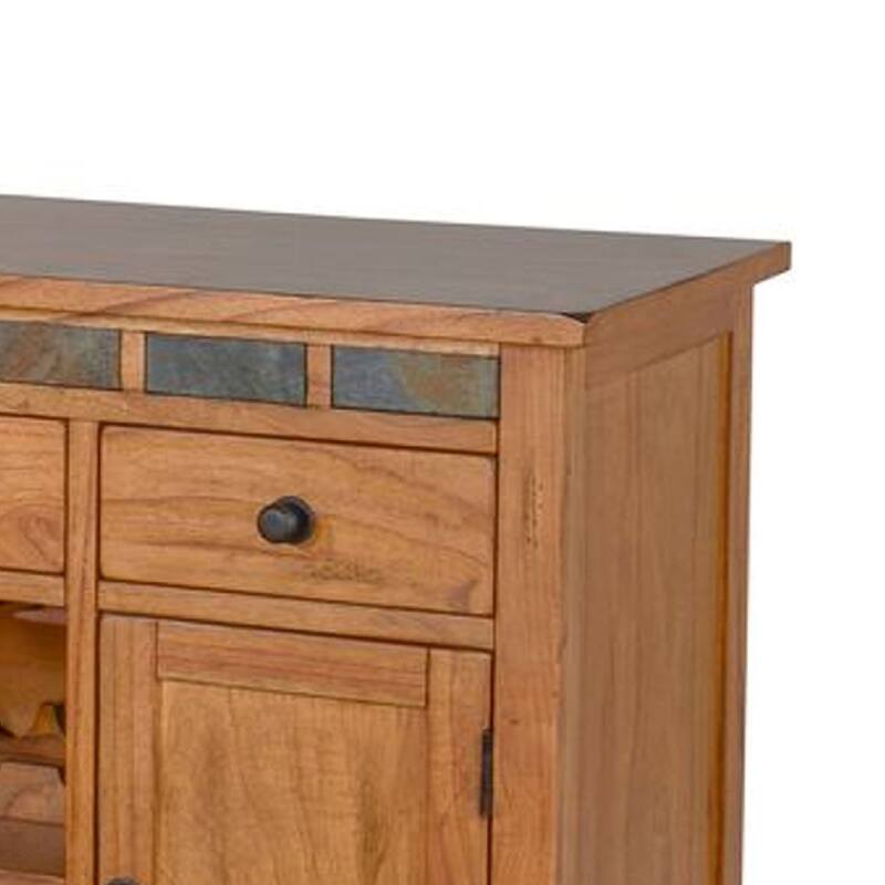 Tamara Buffet Server with Drawers, Cabinets, Beige Mahogany Mindi Wood