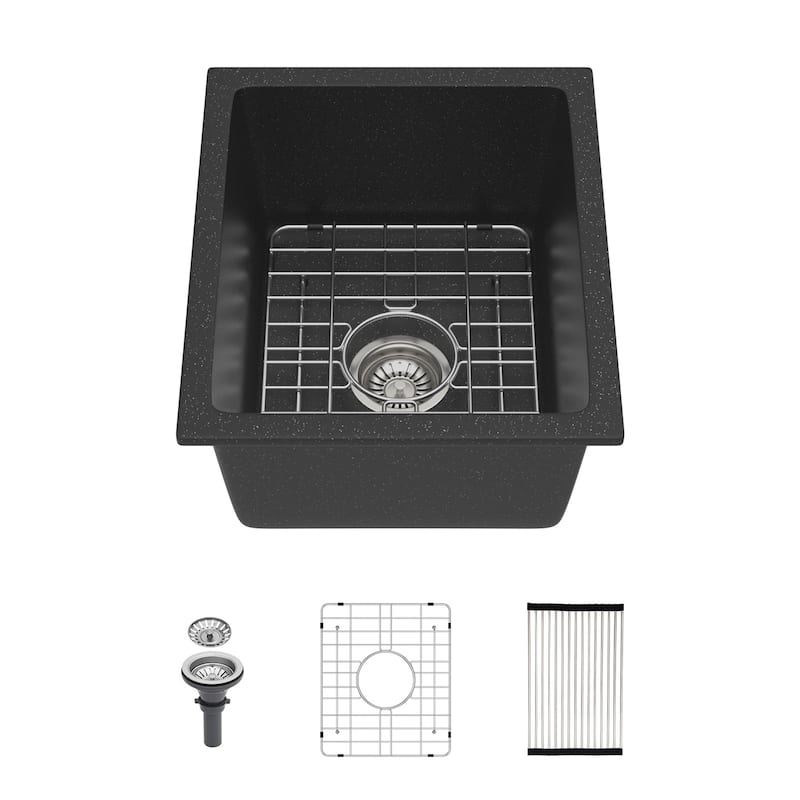Kitchen Sink 14.82" x 17.55" x 8.38" Granite Composite Undermount Single Bowl Kitchen Sink
