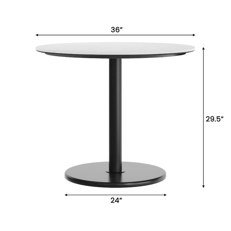 Commercial HPL Tabletop with Table Height Round Base - 36"W x 36"D x 29.5"H