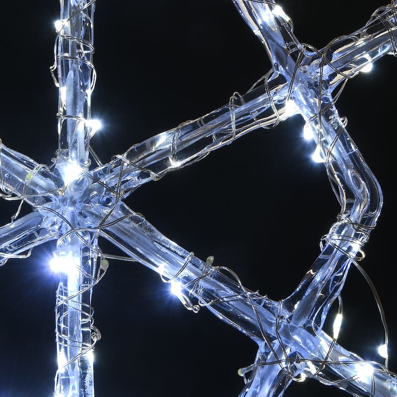 National Tree Company Hexagon Ice Crystal Snowflake Pair with LED Lights - White - 20 in