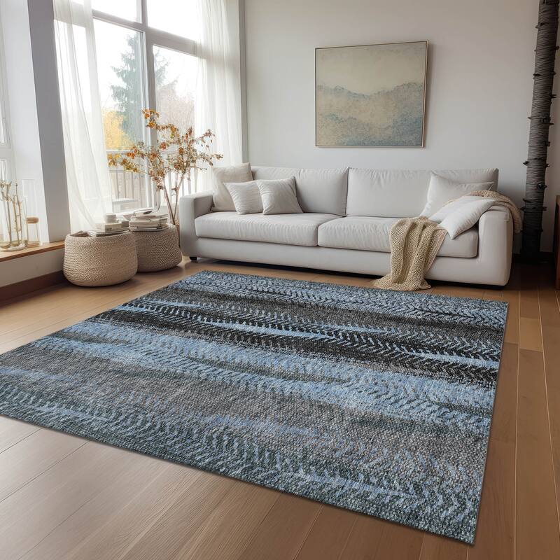 Machine Washable Indoor/ Outdoor Chantille Modern Imprints Rug
