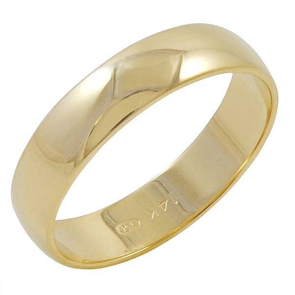 Men's 14K Yellow Gold 5mm Classic Plain Wedding Band (Available Ring Sizes 8-12 1/2)