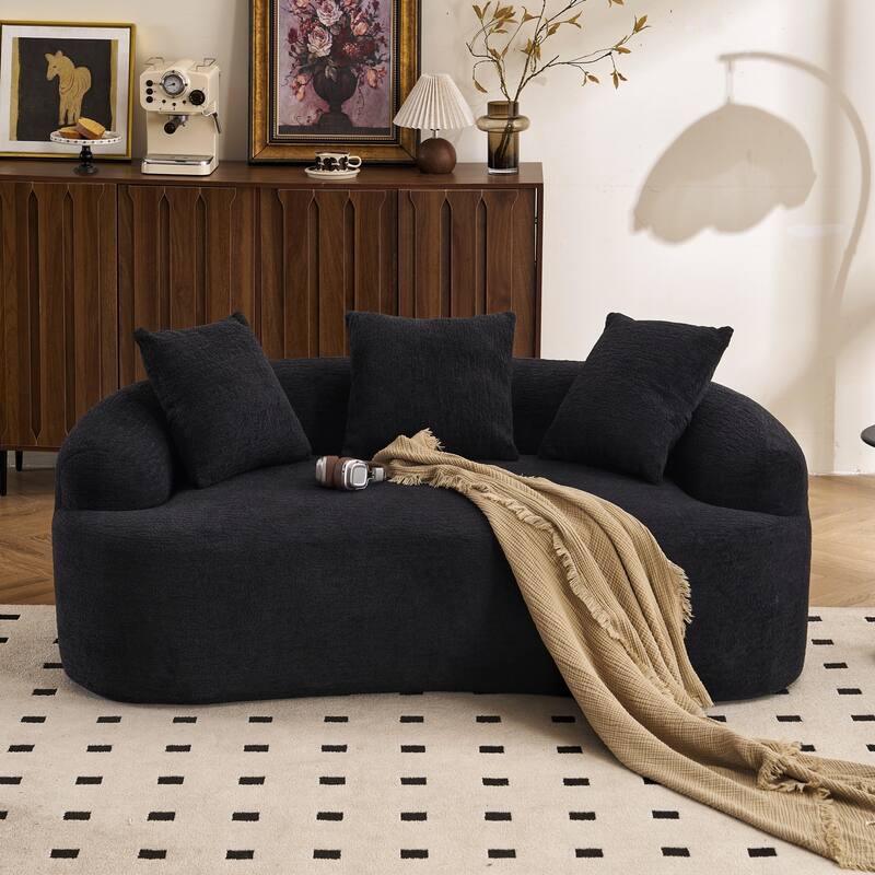 Curved Loveseat: Compressed Packaging,No Assembly,Small Sofa for Small Spaces & Apartments,65" L, 300 Lbs, Includes 3 Pillows