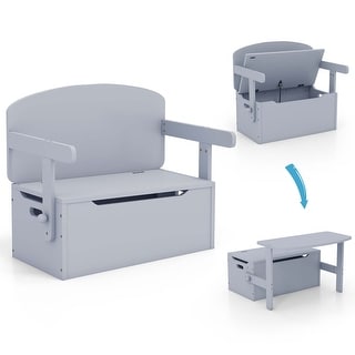 3-in-1 Kids Convertible Storage Bench Wood Activity Table & Chair Set