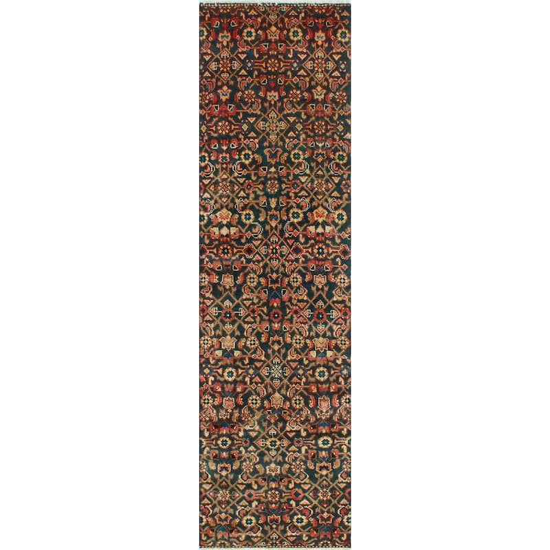 Fine Vintage Distressed Aristoc Navy/Beige Runner - 2'5" x 9'1"