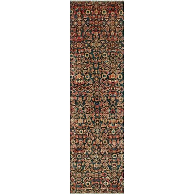 Fine Vintage Distressed Aristoc Navy/Beige Runner - 2'5" x 9'1"