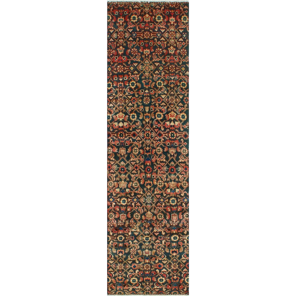Fine Vintage Distressed Aristoc Navy/Beige Runner - 2'5" x 9'1"