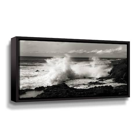 Hawaiin Wave Black and White by Susannah Dowell Floater-Framed Canvas