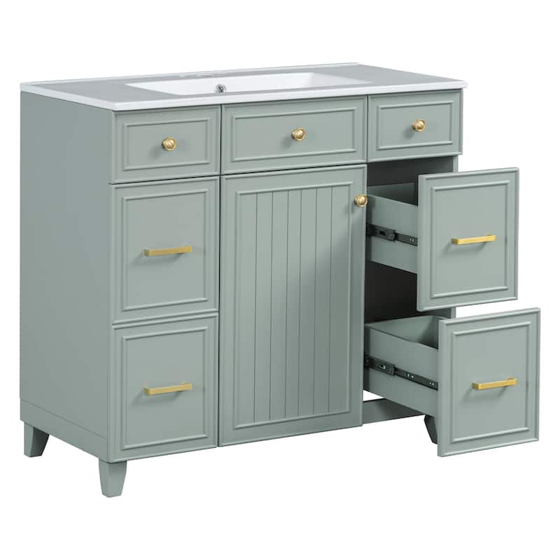 Versatile Bathroom Vanity with Ceramic Sink and Smart Storage by Harper&Bright Designs