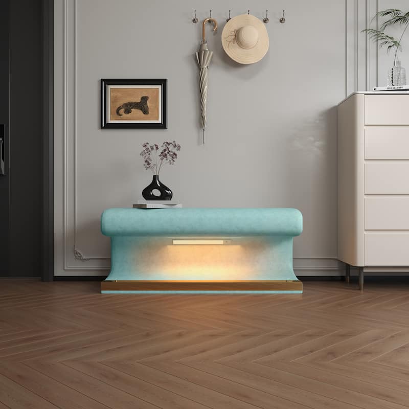Modern & Contemporary Bench with Cushuion - Antique blue green