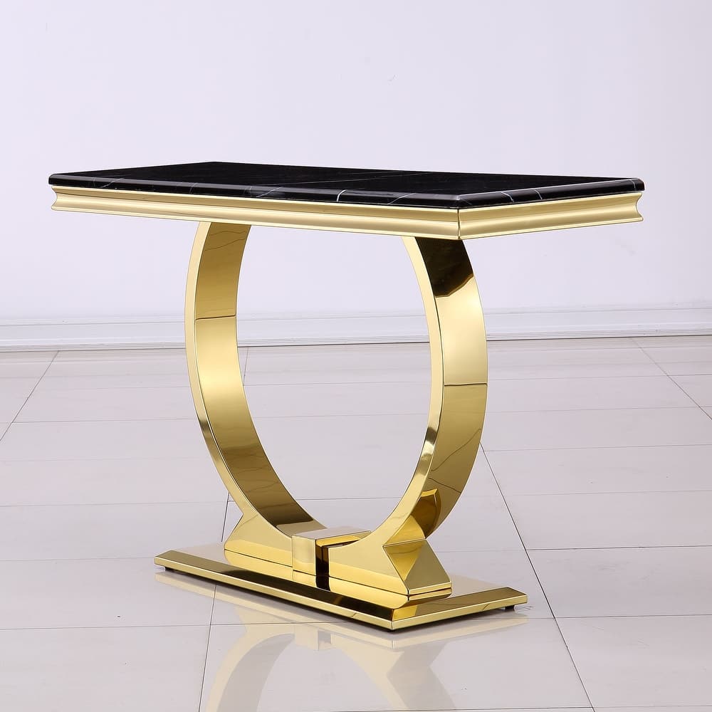 Console table With Metal U Base
