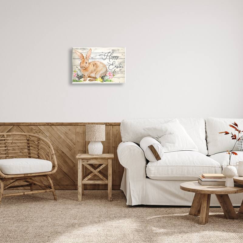 Stupell Spring Floral Happy Easter Bunny Wall Plaque Art by ND Art