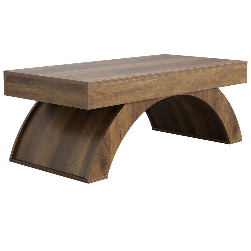 47'' Coffee Table, Farmhouse Center Cocktail Table with Arched Base