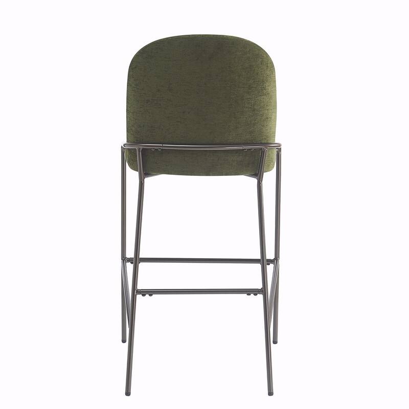 Galen Indoor Upholstered Metal Bar Stools with Gray Fabric and Antique Bronze Finish, Set of 2