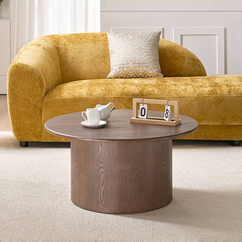 Round Nesting Coffee Tables Set of 2, Modern Center Table with Wood Grain Finish, End Table Side Tables for Living Room