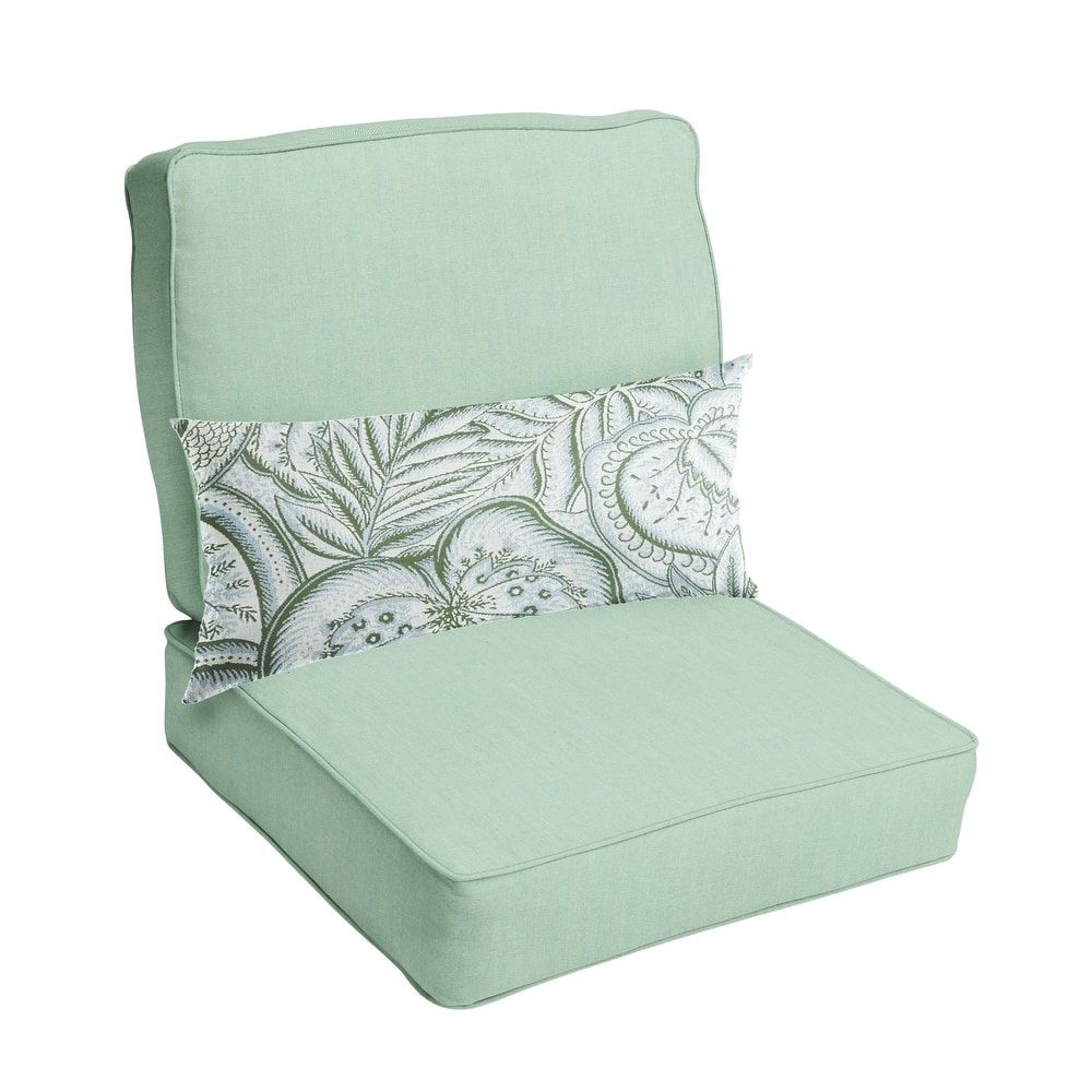 Sorra Home Oakley Sunbrella Solid Indoor/ Outdoor Corded Chair Cushion Set and Lumbar Pillow