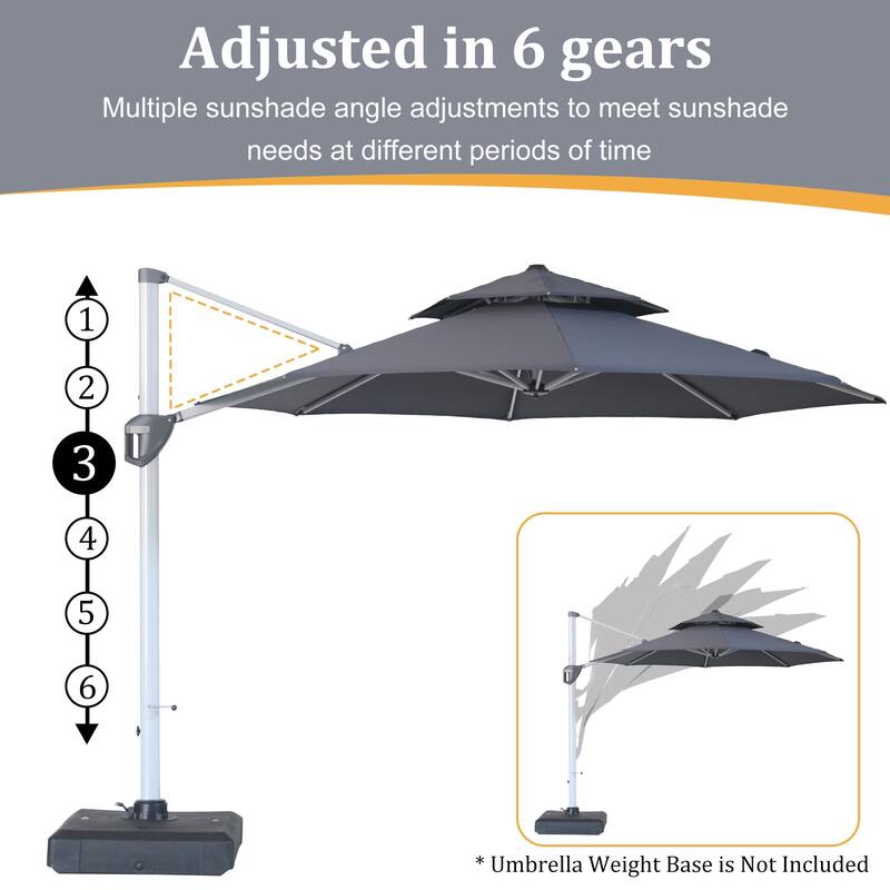 Clihome 11ft Patio Cantilever Octagonal Outdoor Umbrella With Umbrella Cover