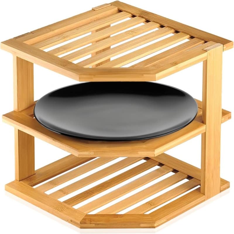 Bamboo 3-Tier Corner Shelf Organizer