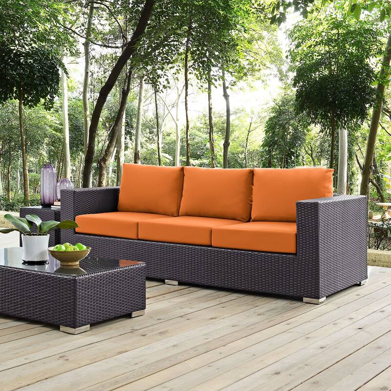 Convene Outdoor Patio Sofa - Espresso Orange