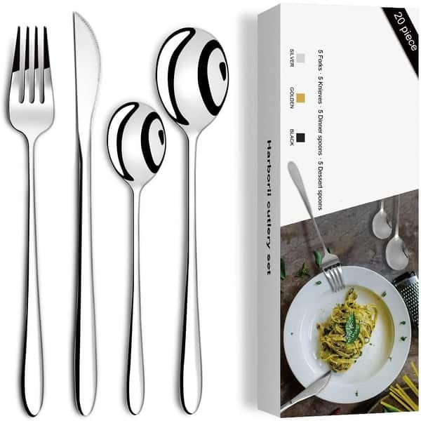 50 Pcs Silverware Set for 10, Food Grade Stainless Steel Flatware Set  Include Fork/Knife/Spoon, Mirror Polished Eating Utensils Sets, Durable