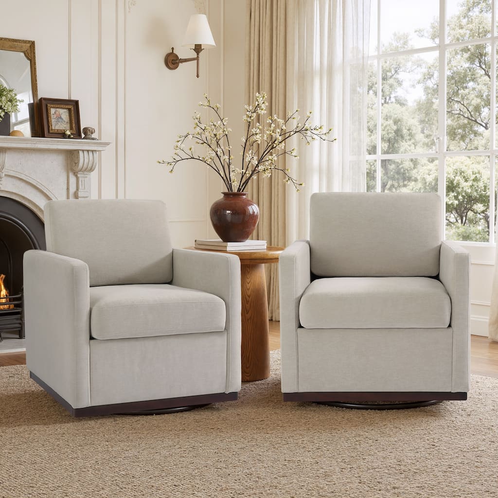Set of 2 Modern Swivel Accent Armchairs Upholstered Arm Chairs