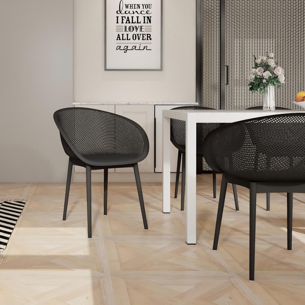 Malwee 2 PCS Indoor/Outdoor All-Weather PP Plastic Chairs, Modern Lounge Seat, Lightweight for Patio, Beach, Living Room