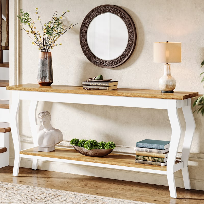 2-tier Narrow Long Console Sofa Table for Entryway Living Room