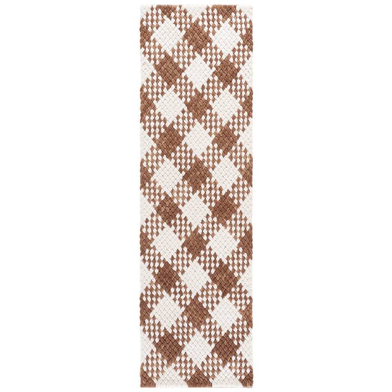 SAFAVIEH Handmade Natural Fiber Couture Heriona Wool Rug - 2'3" x 8' Runner - Rust/Ivory