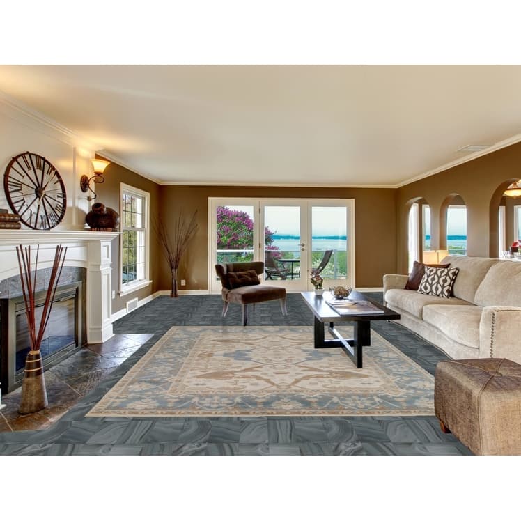 Transitional Oushak Indian Area Rug Handmade Wool Carpet - 8'1" x 10'0"