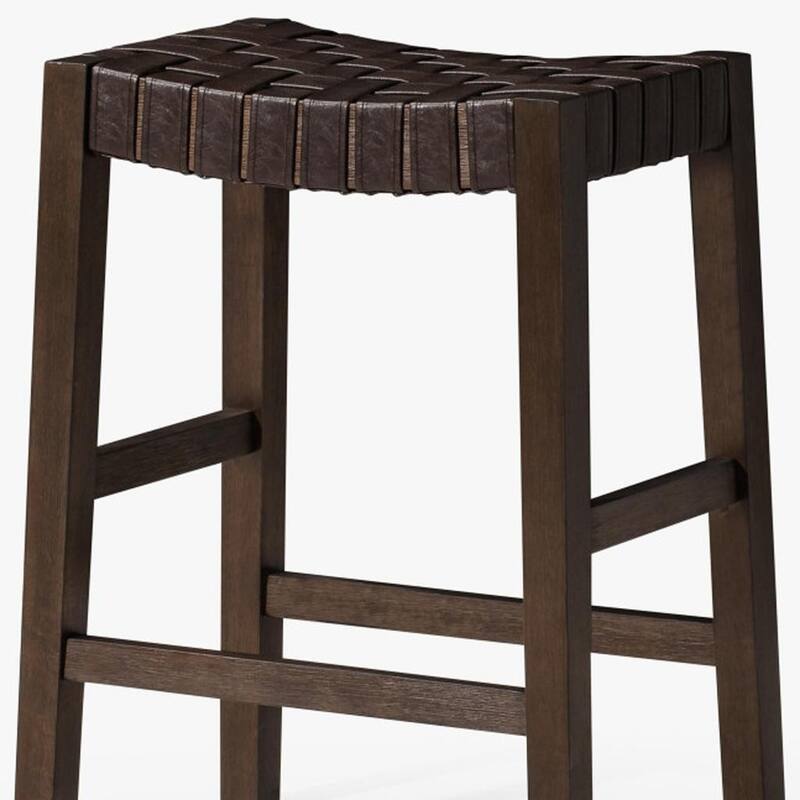 HomeRoots 26" Brown Faux Leather and Solid Wood Backless Counter Height Bar Chair