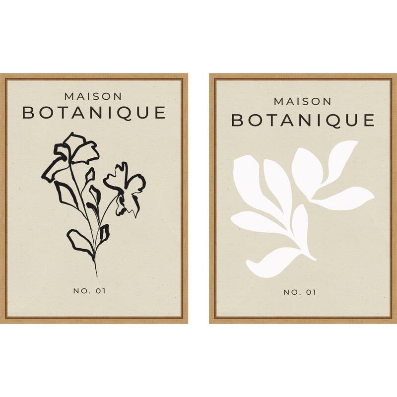 Amanti Art Botanical Sketch & Elegant Leaves 2 Piece by Treechild Framed Canvas Wall Art