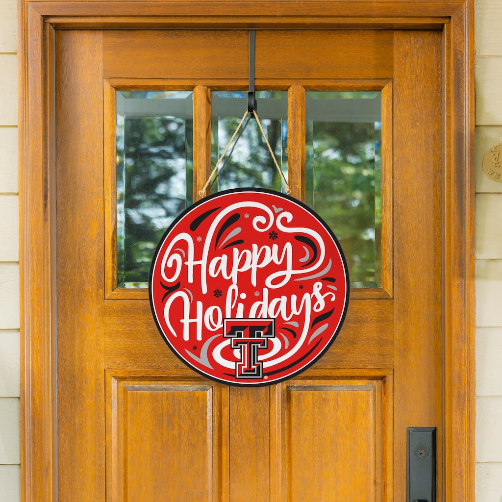 Texas Tech 18" x 18" Happy Holidays Door Décor Wall Sign - 18" x 18"