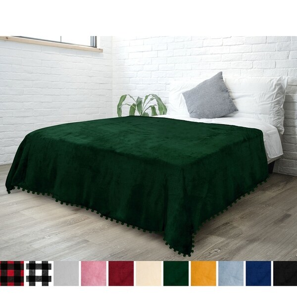 Green pom pom blanket cheap